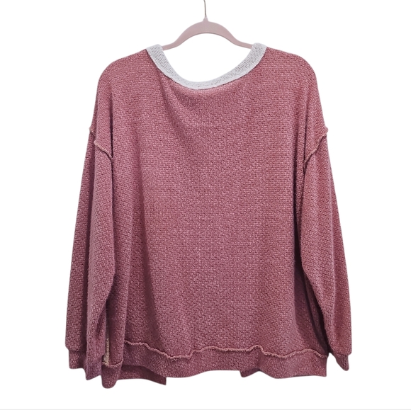 BiBi V-Neck Sweater Pink Size M Relaxed Fit - Picture 2 of 3